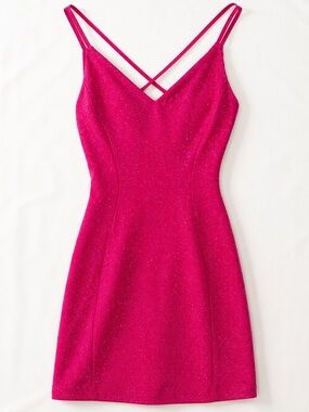 Symphony Pink Glitter Bodycon Mini Dress Open Back‎ Strappy NWT Medium Prom Gala